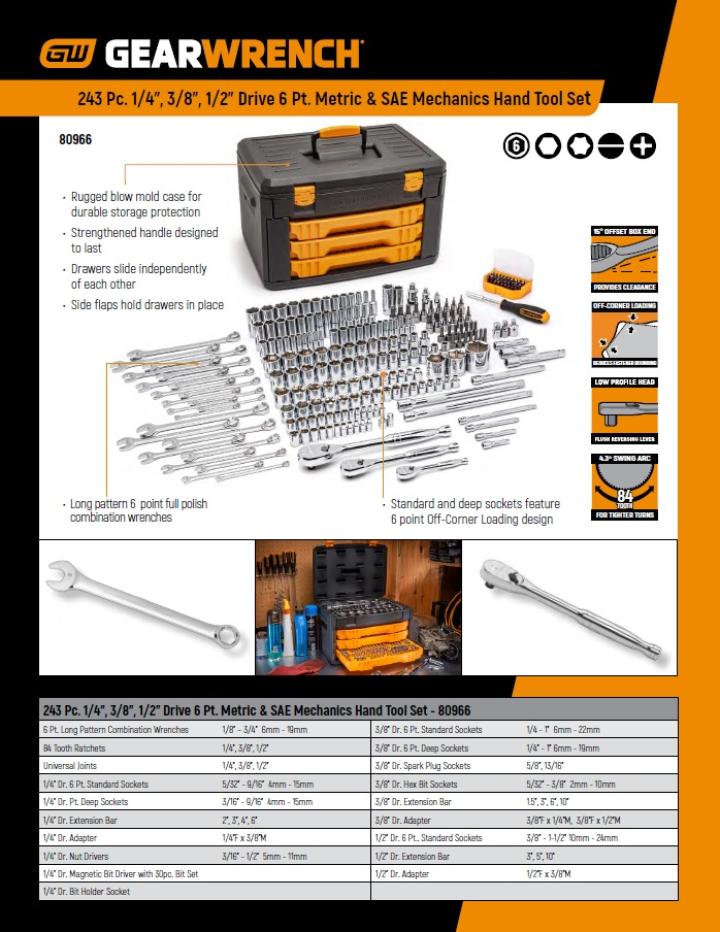 Drive Metric & SAE Mechanics 243pc. Tool Set